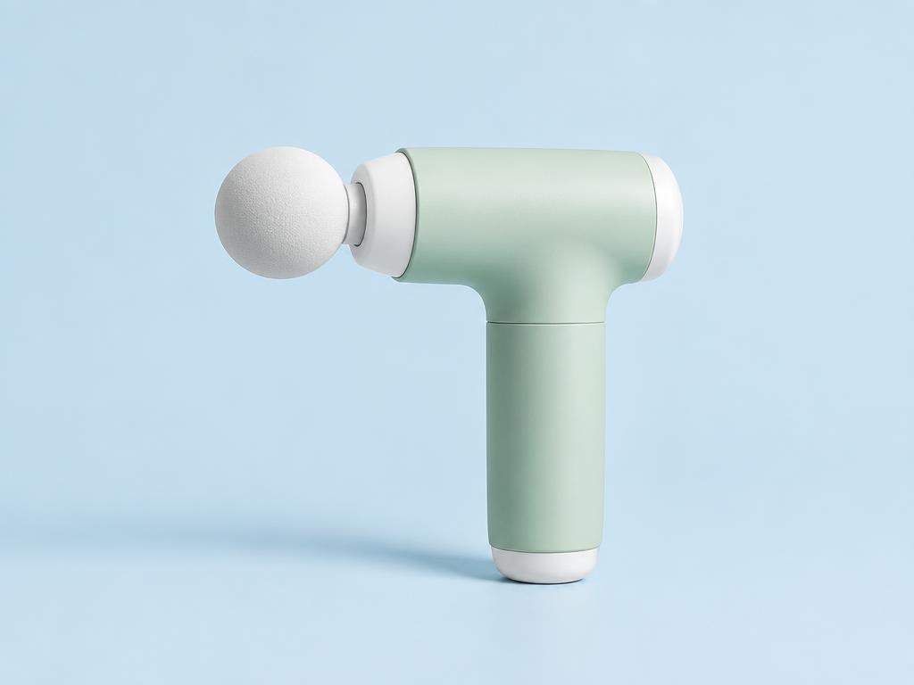 The NODE Pulse massage gun in mint green
