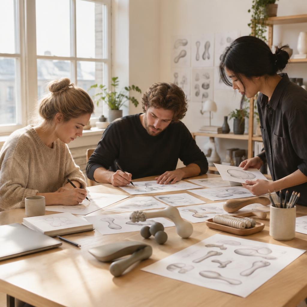 NODE founders sketching wellness tools in their studio